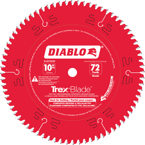 Lame de scie &agrave; d&eacute;couper Trex Blade, 10", 72 dents, Pour Plastique/Plastique Sécurité Médic