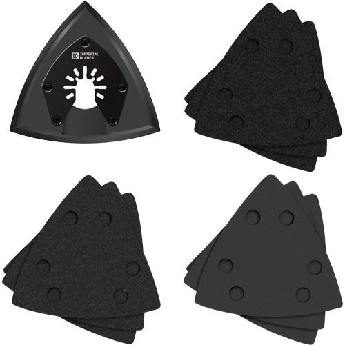 Patin de ponçage triangulaire pour outil oscillant et assortiment de papiers abrasifs One Fit Sécurité Médic