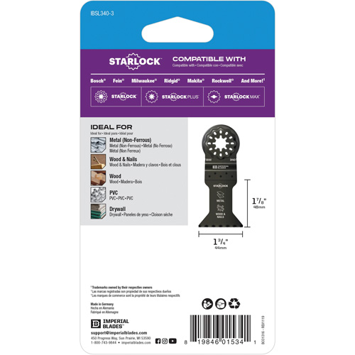 Starlock 1-3/4" Standard Metal Blade Sécurité Médic