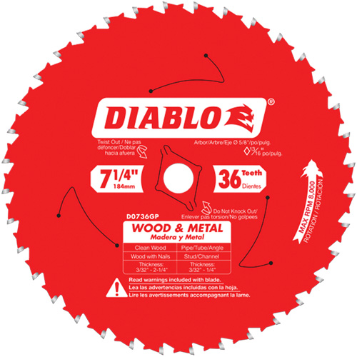 Steel Demon Cermet II Saw Blade, 7-1/4", 36 Teeth, Metal Use Sécurité Médic