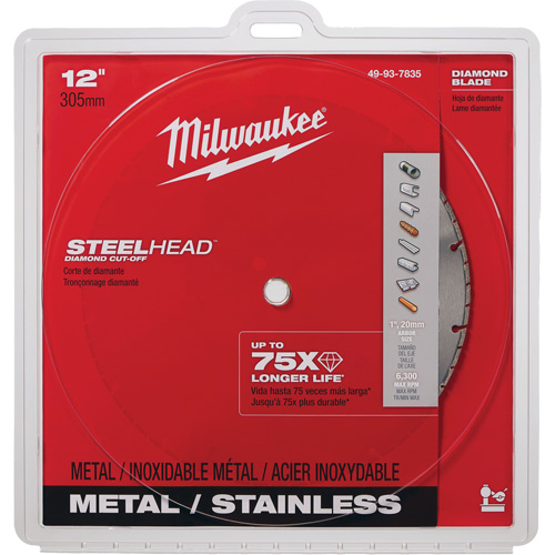 Steelhead Diamond Cut-Off Circular Saw Blade, 12", Metal Use Sécurité Médic