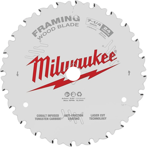 Framing Circular Saw Blade, 7-1/4", 24 Teeth, Wood Use Sécurité Médic
