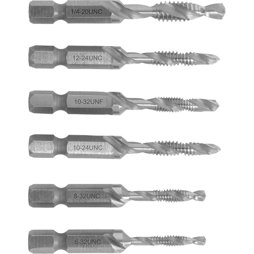 6-32 to 1/4-20 Drill Tap Set, 6 Pieces Sécurité Médic
