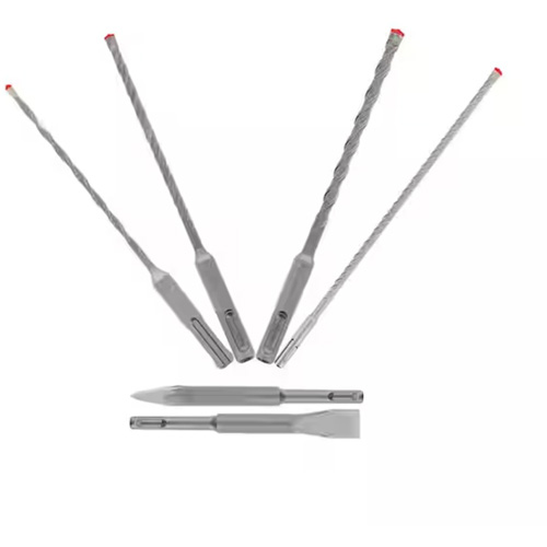 Rebar Demon SDS-Plus 4-Cutter Full Carbide Head Hammer Drill Bit & Chisel Set, 6 Pieces, Carbide Sécurité Médic