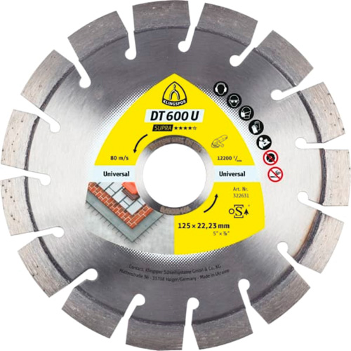 DT 600 U Supra Large Diamond Cutting Blades Sécurité Médic