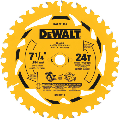 Circular Saw Blade, 7-1/4", 24 Teeth, Wood Use Sécurité Médic