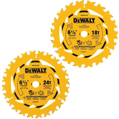 Assortiment de lames de scie circulaire, 6-1/2", 18/24 dents, Pour Bois Sécurité Médic