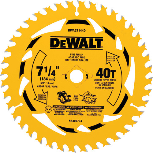 Circular Saw Blade, 7-1/4", 40 Teeth, Wood Use Sécurité Médic
