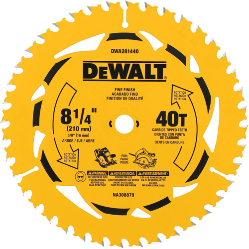 Lame de scie circulaire pour la coupe transversale, 8-1/4", 40 dents, Pour Bois Sécurité Médic