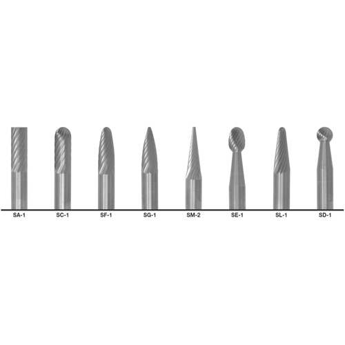 CLE-LINE 1855 Double Cut Carbide Burr Set, 8 Pieces Sécurité Médic