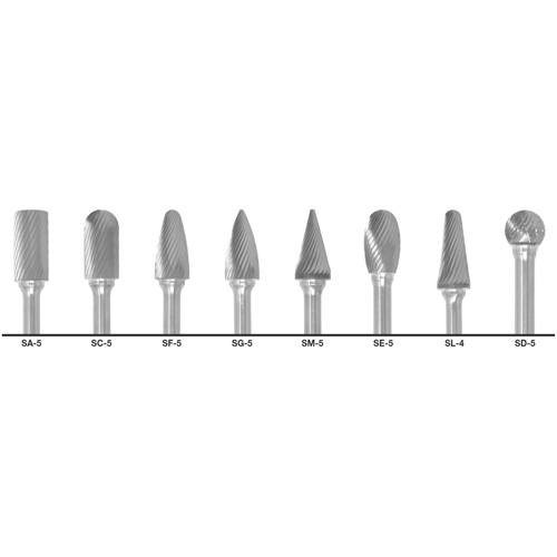 CLE-LINE 1855 Double Cut Carbide Burr Set, 8 Pieces Sécurité Médic