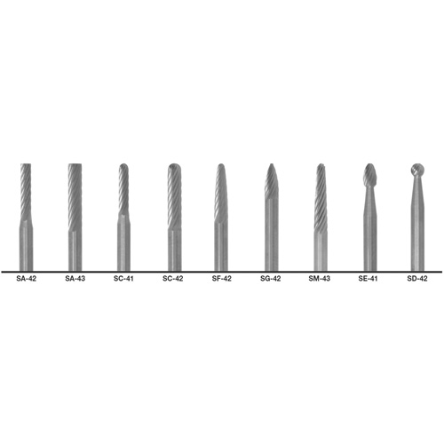 CLE-LINE 1855 Double Cut Carbide Burr Set, 9 Pieces Sécurité Médic