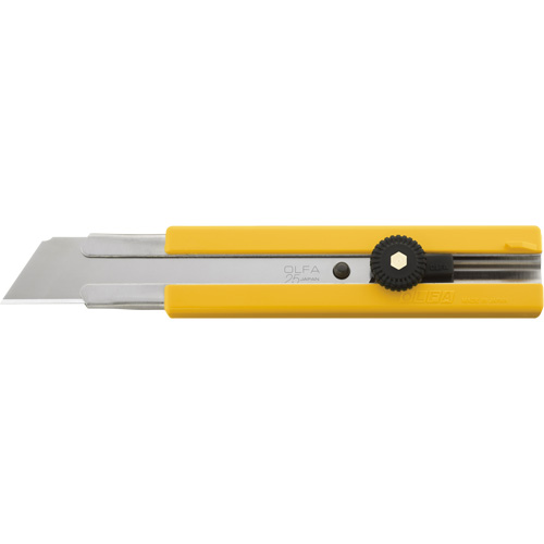 Rubber Inset Utility Knife with Solid Blade, 25 mm, Stainless Steel Blade Sécurité Médic