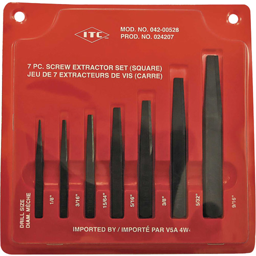 ISE-7 7-Piece Square Screw Extractor Set, For Screw Size 1/8" - 9/16" Sécurité Médic