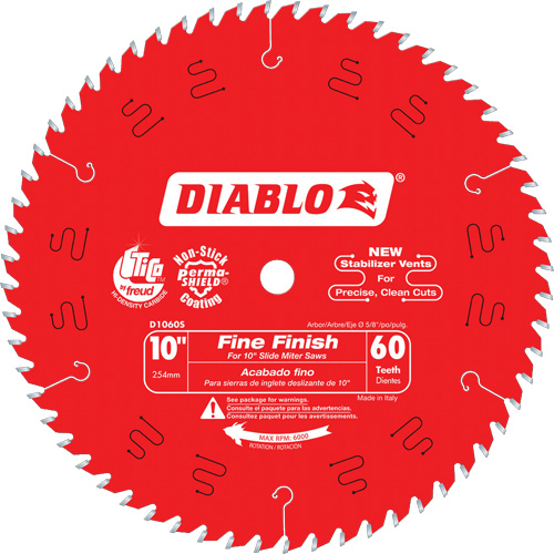 Lames de scie pour entrepreneur - Lames de scie finition fine, 10", 60 dents, Pour Bois Sécurité Médic