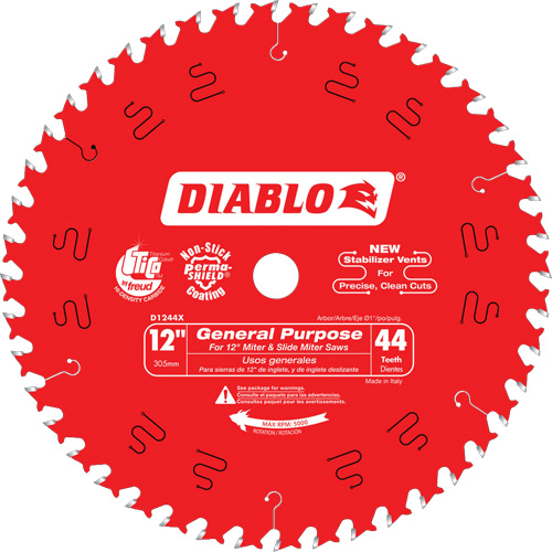 Saw Blades - General Purpose, 12", 44 Teeth, Wood Use Sécurité Médic