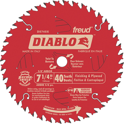 Contractor Saw Blade - Finishing Saw Blades, 7-1/4", 40 Teeth, Wood Use Sécurité Médic