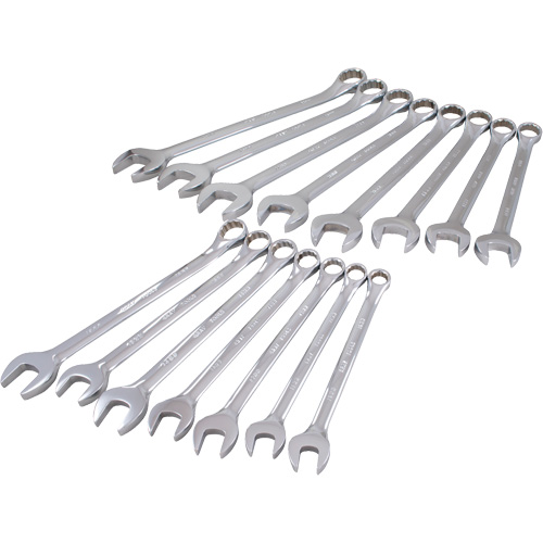 Mirror Chrome Wrench Set, Combination, 15 Pieces, Metric Sécurité Médic