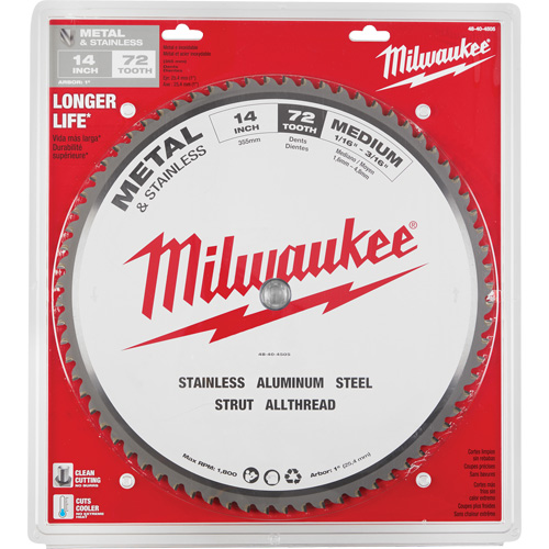 Endurance&reg; Circular Saw Blade, 14", 72 Teeth, Metal Use Sécurité Médic
