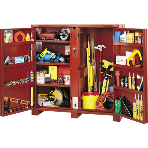 Jobsite Shelf Cabinet, Steel, 47.5 Cubic Feet, Red Sécurité Médic