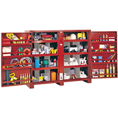 Jobsite Shelf Cabinet, Steel, 49 Cubic Feet, Red Sécurité Médic