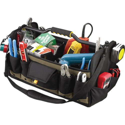 Open Top 20" Soft Side Tool Boxes, Polyester, 27 Pockets, Black Sécurité Médic