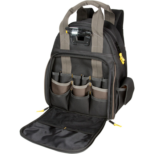 Sacs &agrave; dos pour outils Techgear &agrave; 53 pochettes, 16" lo x 13-1/4" la, Noir, Polyester Sécurité Médic