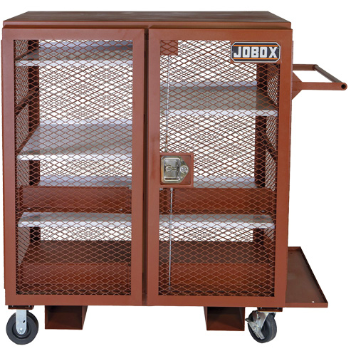 Mobile Mesh Cabinet, Steel, 37 Cubic Feet, Red Sécurité Médic