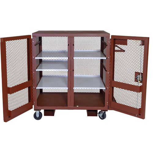 Mobile Mesh Cabinet, Steel, 37 Cubic Feet, Red Sécurité Médic