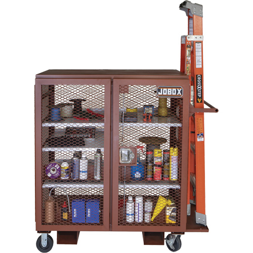 Mobile Mesh Cabinet, Steel, 37 Cubic Feet, Red Sécurité Médic