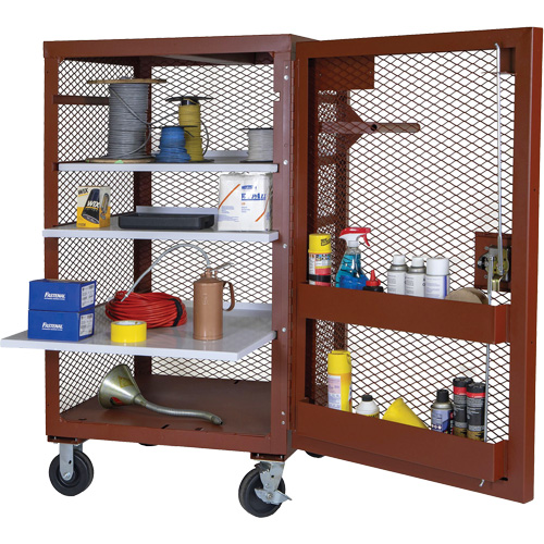 Armoire mobile en treillis, Acier, 22 pi³, Rouge Sécurité Médic