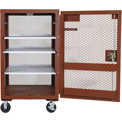 Armoire mobile en treillis, Acier, 22 pi³, Rouge Sécurité Médic