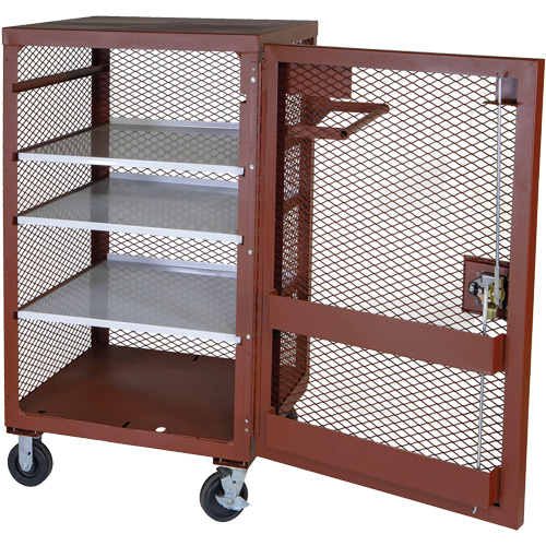 Armoire mobile en treillis, Acier, 22 pi³, Rouge Sécurité Médic