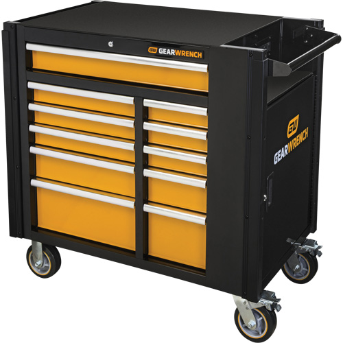 Powered Tool Cart, 11 Drawers, 42-1/2" W x 24-7/16" D x 41" H, Black/Orange Sécurité Médic