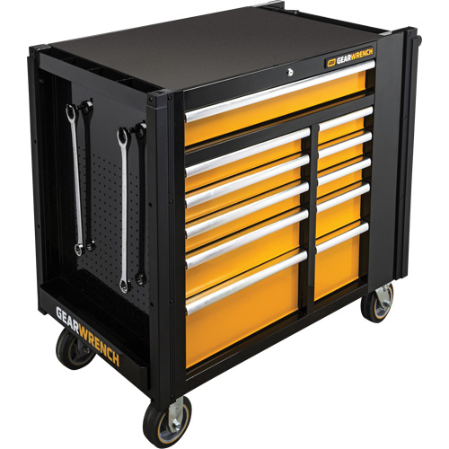 Powered Tool Cart, 11 Drawers, 42-1/2" W x 24-7/16" D x 41" H, Black/Orange Sécurité Médic