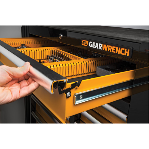 Powered Tool Cart, 11 Drawers, 42-1/2" W x 24-7/16" D x 41" H, Black/Orange Sécurité Médic