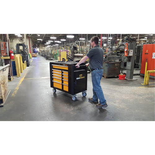 Powered Tool Cart, 11 Drawers, 42-1/2" W x 24-7/16" D x 41" H, Black/Orange Sécurité Médic