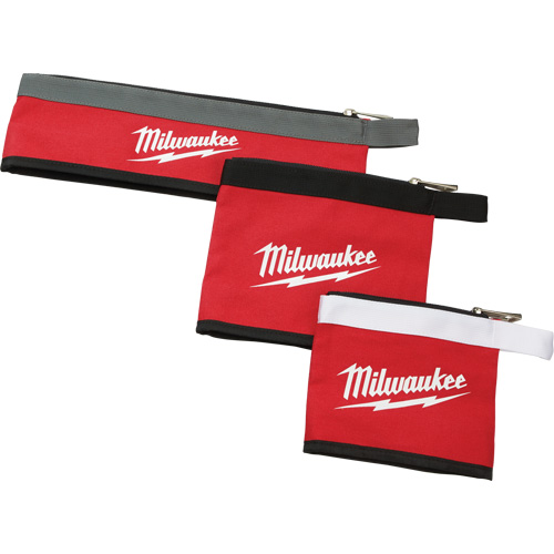 Multi-Size Zipper Pouches - Set of 3, Canvas, 3 Pockets, Black/Red Sécurité Médic