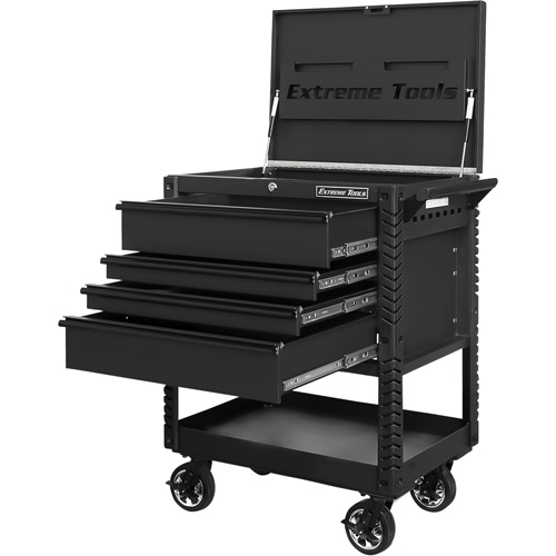 EX Deluxe Series Tool Cart, 4 Drawers, 22-7/8" L x 33" W x 44-1/4" H, Black Sécurité Médic