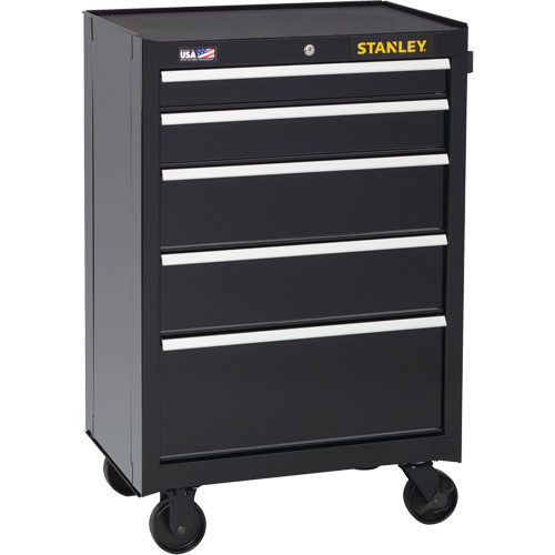300 Series Rolling Tool Cabinet, 5 Drawers, 26-1/2" W x 18" D x 40-1/2" H, Black Sécurité Médic