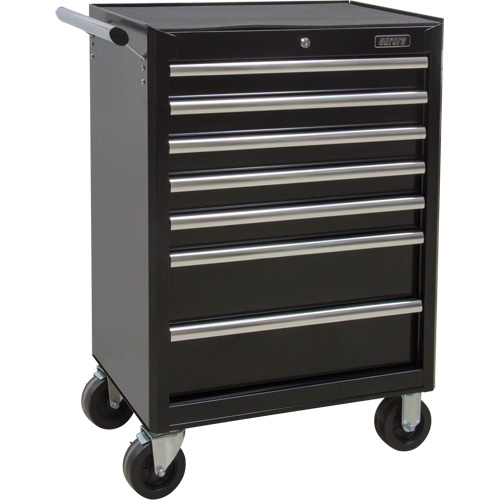 Industrial Tool Cart, 7 Drawers, 27" W x 18-3/4" D x 39" H, Black Sécurité Médic
