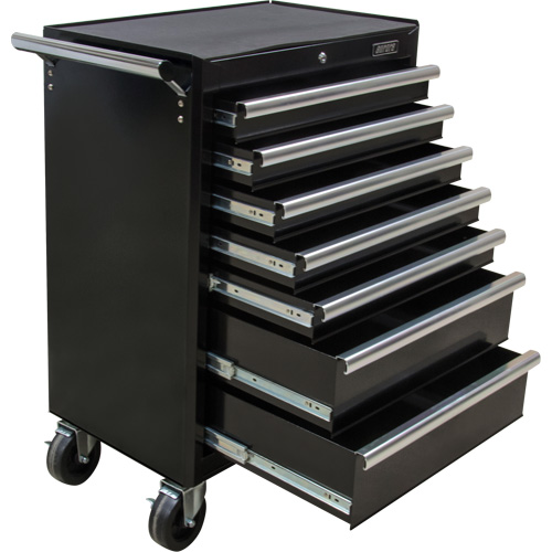 Industrial Tool Cart, 7 Drawers, 27" W x 18-3/4" D x 39" H, Black Sécurité Médic