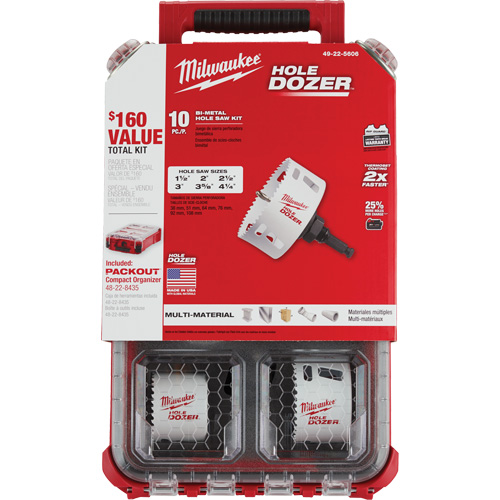 Trousse de scie cloche Packout Hole Dozer, 10 morceaux Sécurité Médic