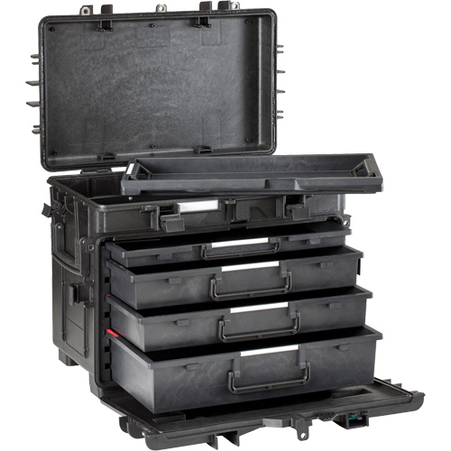 Military Mobile Tool Chest With Drawers, 4 Drawers, 22-4/5" W x 15" D x 18" H, Black Sécurité Médic