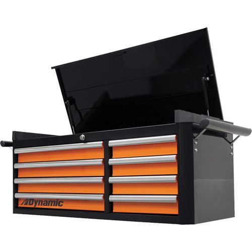Coffre sup&eacute;rieur, 42" la, 8 tiroirs, Noir/Orange Sécurité Médic