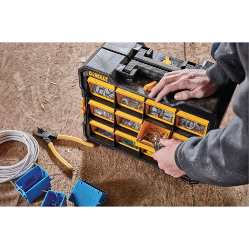 Flip-Bin Organizer, 3-7/8" W x 17-3/4" D x 13-7/8" H, Black/Yellow Sécurité Médic