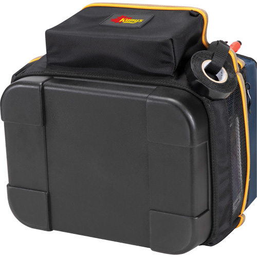Porte-outils &eacute;lectrique/CHVAC &agrave; base moul&eacute;e, Polyester balistique, 20 pochettes, Noir/Bleu Sécurité Médic