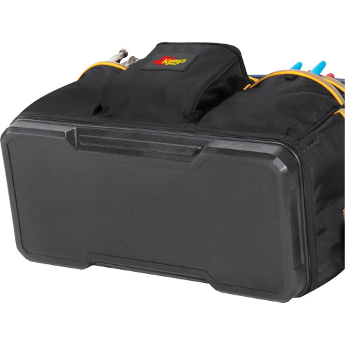 Molded Base Contractor's Closed-Top Tool Bag, Ballistic Polyester, 29 Pockets, Black/Blue Sécurité Médic