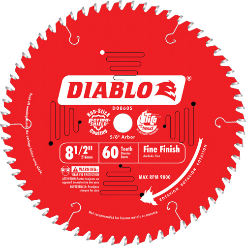 Contractor Saw Blades - Fine Finishing Saw Blades, 8-1/2", 60 Teeth, Wood Use Sécurité Médic