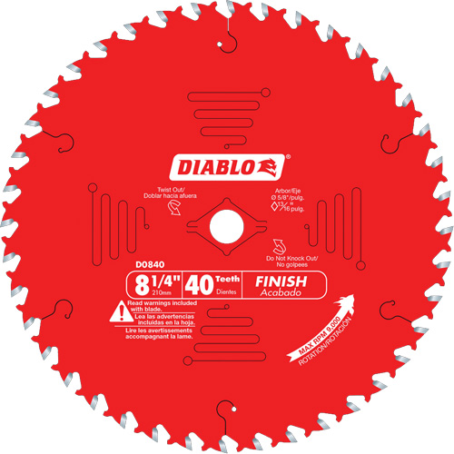Contractor Saw Blades - Finishing Saw Blades, 8-1/4", 40 Teeth, Wood Use Sécurité Médic